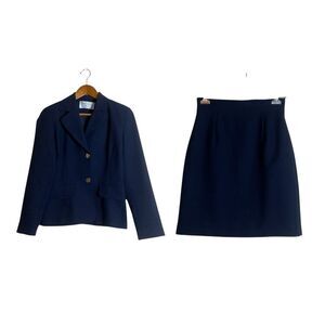 Beechers brook navy 2 piece blazer and skirt set